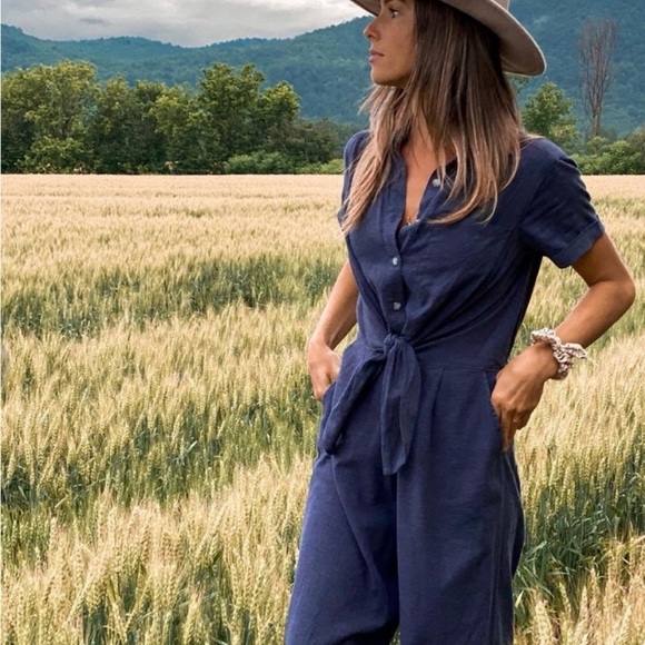 Toad&Co Pants - Toad&Co XS Taj Hemp Short Sleeve Jumpsuit in Navy